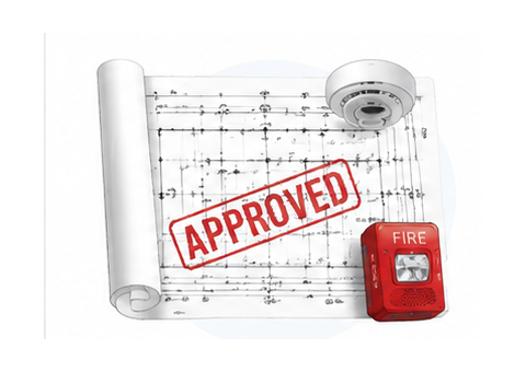 Approved fire alarm blueprint and design documents